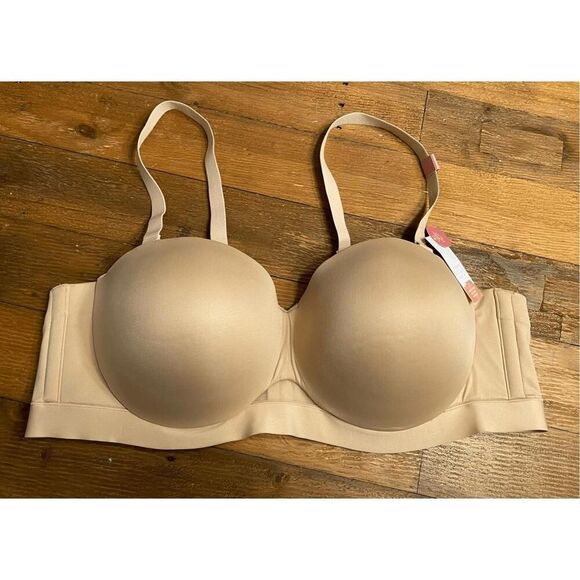 Cacique 46C nude NWT lightly lined multi-way strapless bra comfort bliss - Picture 1 of 7